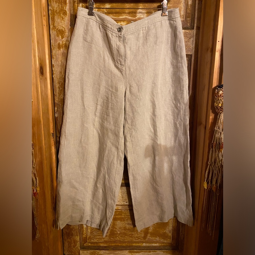 Eileen Fisher Organic Linen Wide Leg Pants Size 8